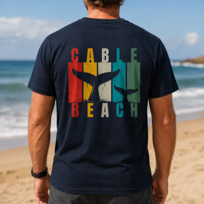 Cable Beach Apparel Classic Cable Beach Whales tail t shirt.